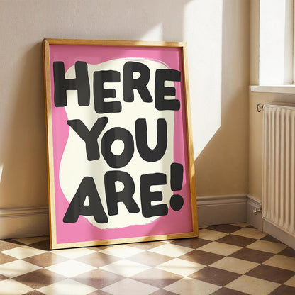 Customizable Here You Are! Art Print Poster ONLY, Hallway Art, Welcome Wall Decor, Entryway Print, Maximalist Doodle Art Print