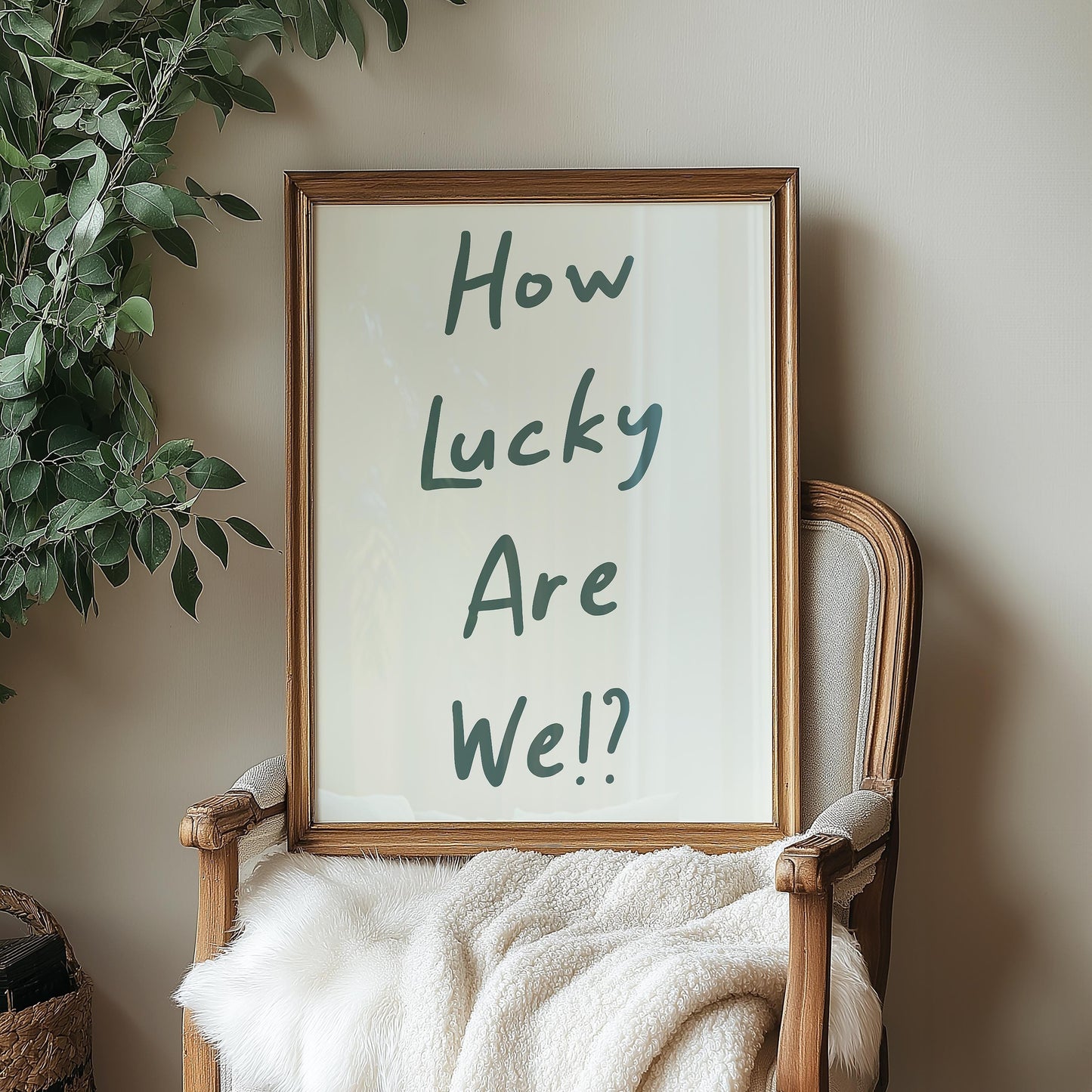 Customizable How Lucky Are We!? Art Print Poster ONLY, Housewarming Gifts, Nursery Wall Decor, Living Room Minimal Wall Art, Custom Colours