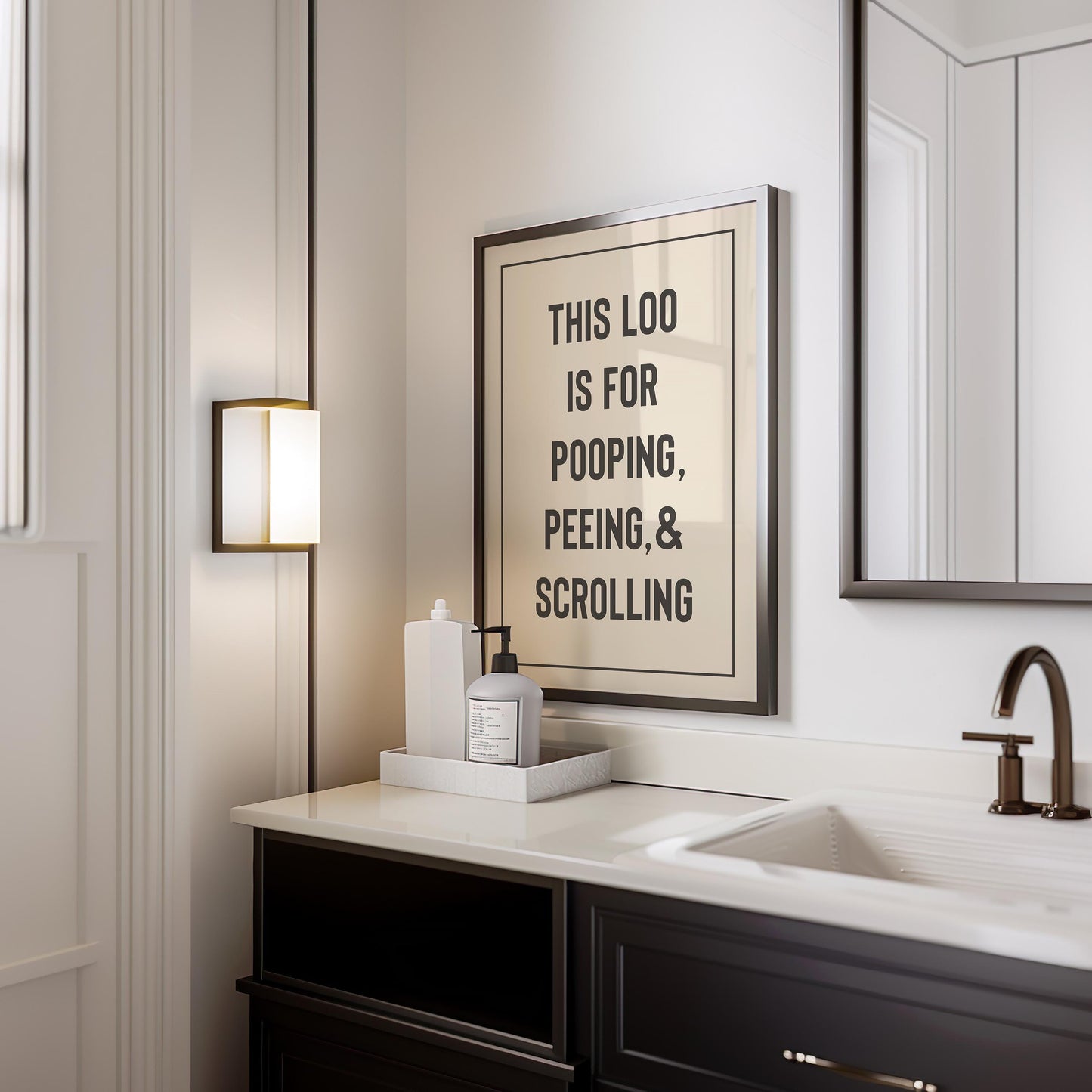 Customizable Loo Rules Art Print Poster ONLY, Funny Bathroom Art, Toilet Wall Decor, Funny Powder Room Print, Custom Colours
