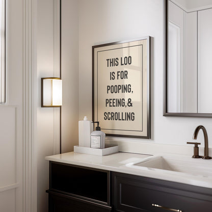 Customizable Loo Rules Art Print Poster ONLY, Funny Bathroom Art, Toilet Wall Decor, Funny Powder Room Print, Custom Colours
