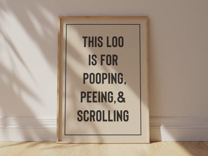 Customizable Loo Rules Art Print Poster ONLY, Funny Bathroom Art, Toilet Wall Decor, Funny Powder Room Print, Custom Colours