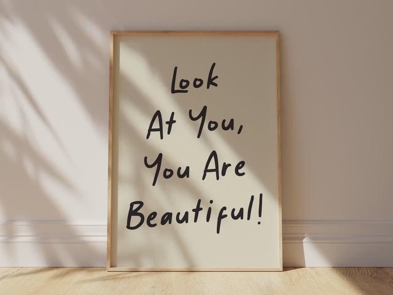 Customizable Look at You, You are Beautiful Art Print Poster ONLY, Inspiring Bedroom Art, Salon Wall Decor, Bathroom Print, Custom Colours