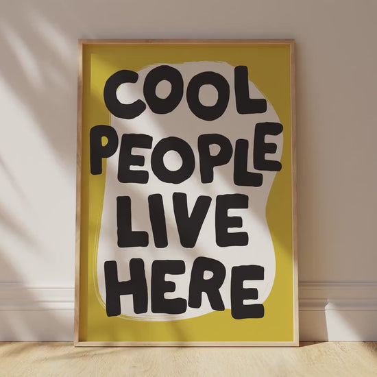 Customizable Cool People Live Here Art Print Poster ONLY, Hallway Art, Welcome Wall Decor, Entryway Print, Maximalist Doodle Art Print