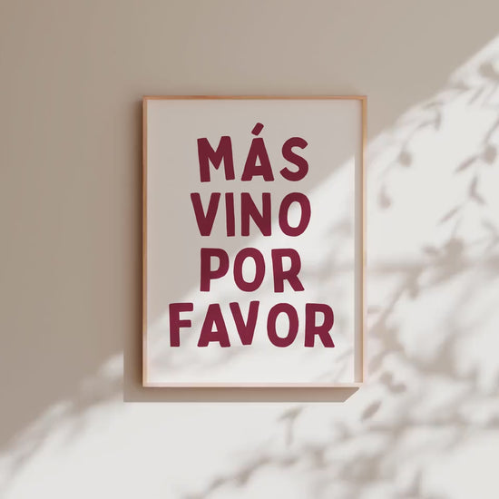 Customizable Mas Vino Por Favor | Art Print Poster ONLY | Kitchen Wall Art | Wall Decor for Wine Lovers | Funny Adult Poster