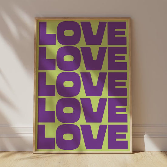 Customizable Love X5 Art Print Poster ONLY, Bold Retro Mid-Centry Art Prints, Bold Love Wall Decor, Maximalist Art Prints, Custom Colours