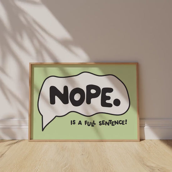 Customizable Nope is a full sentence Art Print Poster ONLY, Introvert Art, Feminism Wall Decor, Funny Bold Poster, Custom Colours,
