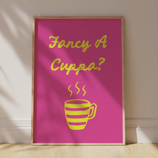Customizable Fancy a cuppa? Art Print Poster ONLY, Coffee Kitchen Art, Tea & Coffee Dining Room Wall Decor, Coffee Print, Living Room Print