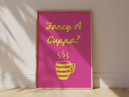 Customizable Fancy a cuppa? Art Print Poster ONLY, Coffee Kitchen Art, Tea & Coffee Dining Room Wall Decor, Coffee Print, Living Room Print