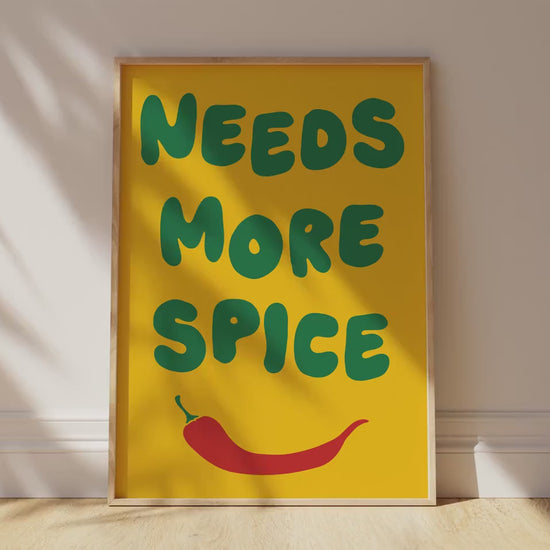 Customizable Needs More Spice Art Print Poster ONLY, funny kitchen Art, Bold Kitchen Wall Decor, Funny Chili Pepper Poster, Foody Art