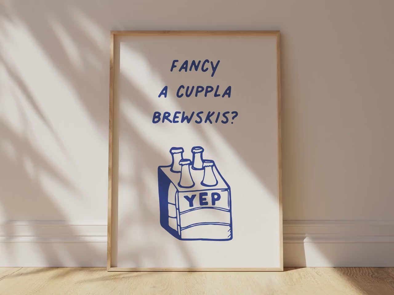 Customizable Fancy a Cuppla Brewskis? Art Print Poster ONLY, kitchen Art, Dining Room Wall Decor, Funny beer Lover Print, Minimal beer Art